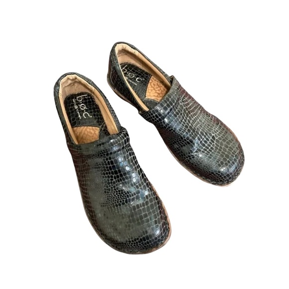 BOC BORN CONCEPT Peggy Clogs Animal Croc Print Iridescent Women’s Size 8 Width M - Picture 3 of 7